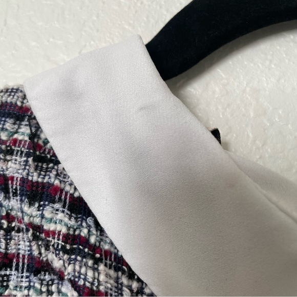 Misia woman’s faux 2 in one tweed blouse top M petter pan collar preppy feminine - Picture 12 of 13